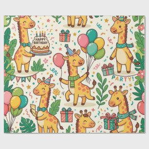 Papel de embrulho de aniversário com balão de gira