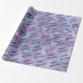 Papel de embrulho de aniversário com balões em for