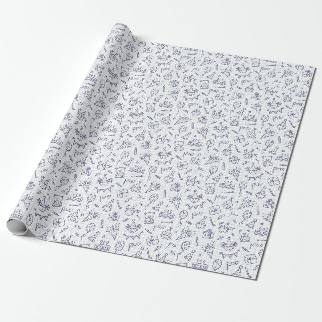 Papel de embrulho de aniversário com desenho à mão (Desenrolado)