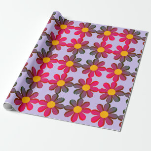 Papel de embrulho de aniversário com flor Violeta