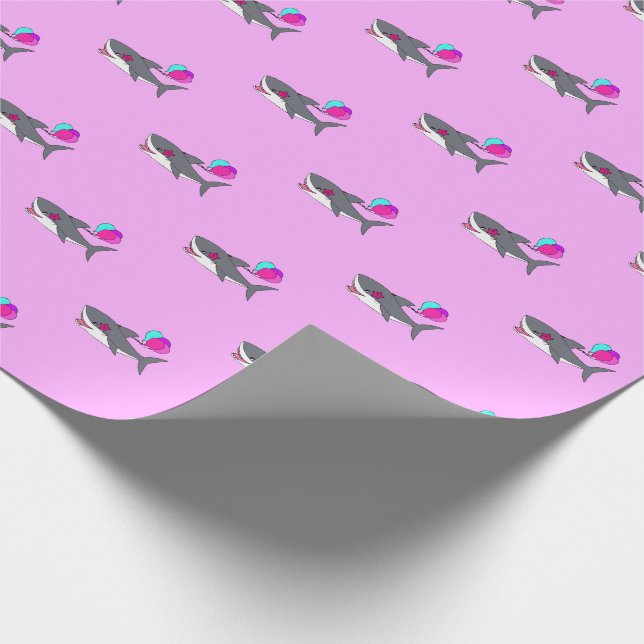 Papel de embrulho de aniversário com tubarão fofo (Ponta)