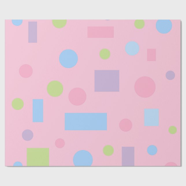 Papel de embrulho de aniversário cor-de-rosa paste (Aberto)