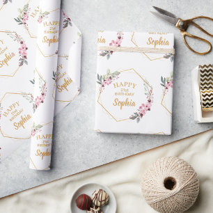 Papel de embrulho de aniversário de 21 anos Flor d