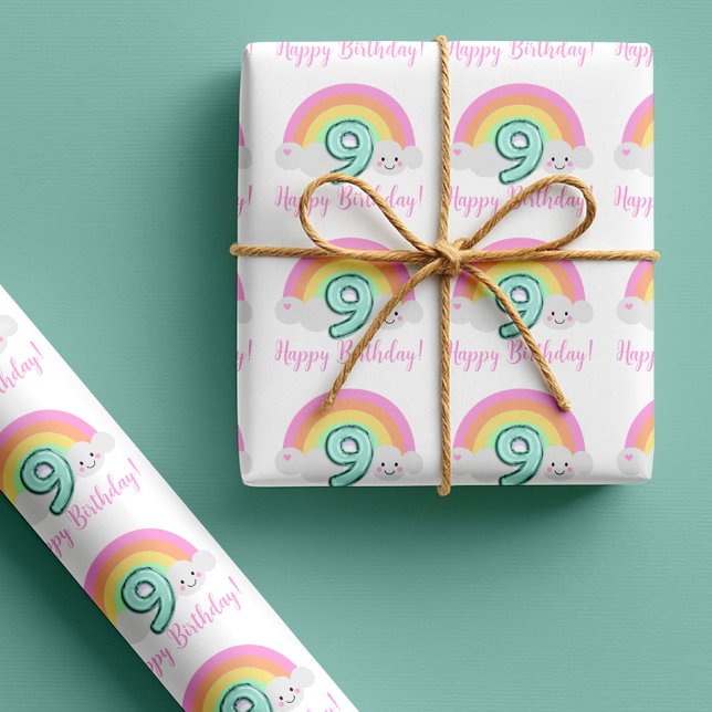 Papel de embrulho de aniversário de 9 anos Cloud N (Criador carregado)