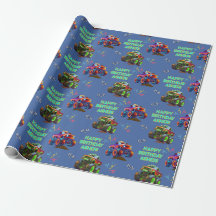 Papel de embrulho de aniversário de caminhão monst
