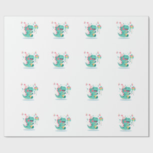 Papel de embrulho de aniversário de dinossauro