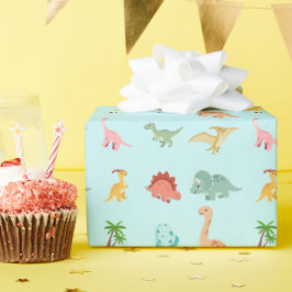 Papel de embrulho de aniversário de dinossauro Fes