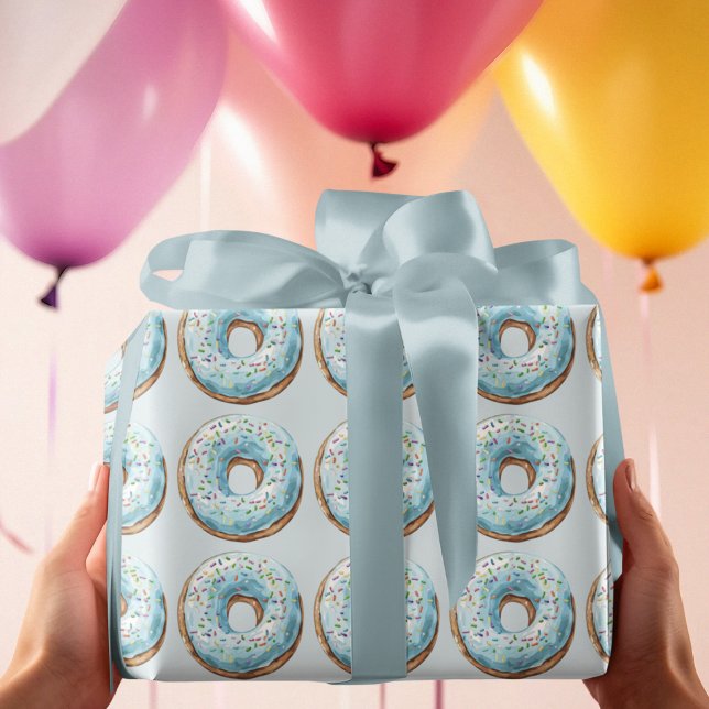 Papel de embrulho de aniversário de Donut | Festa  (Criador carregado)