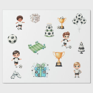 Papel de embrulho de aniversário de futebol menino