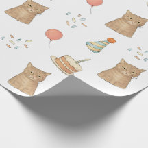 Papel de embrulho de aniversário de gato engraçado