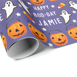 Papel de embrulho de aniversário de Halloween pers