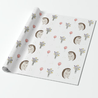Papel de embrulho de aniversário de ouriço fofo