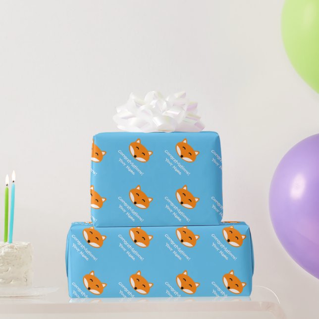 Papel de embrulho de aniversário de raposa fofa pa (Presentes para festas)