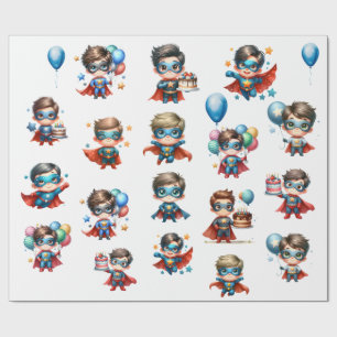 Papel de embrulho de aniversário de super-herói