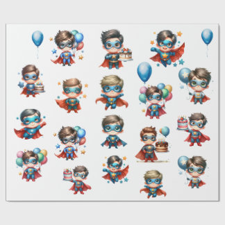 Papel de embrulho de aniversário de super-herói