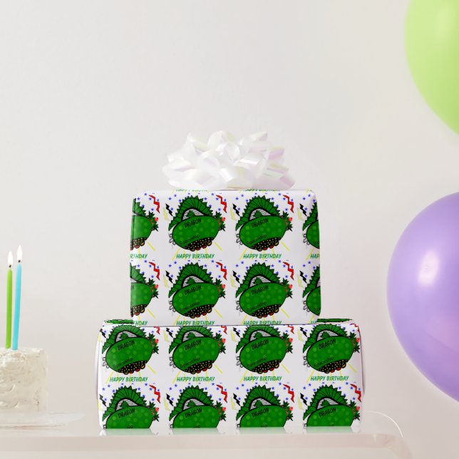 Papel de embrulho de aniversário do Dragon the Spa (Presentes para festas)