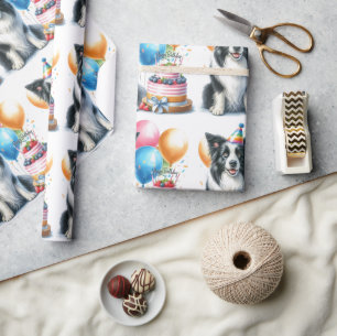 Papel de embrulho de aniversário Feliz e Bonito, C