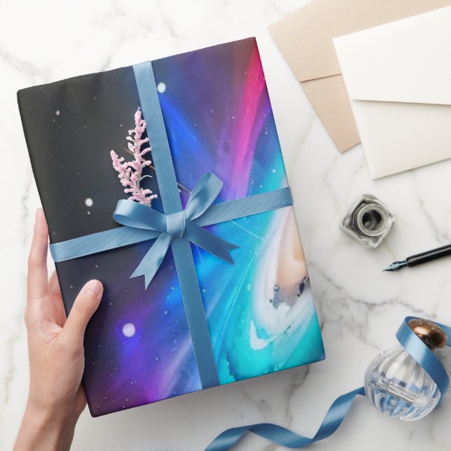 Papel de embrulho de aniversário Galaxy Fantasy (Presentear)