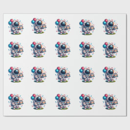Papel de embrulho de aniversário para astronauta e