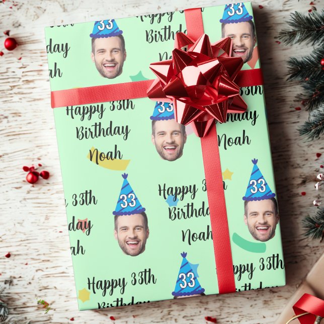 Papel de embrulho de aniversário personalizado (Criador carregado)