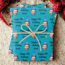 Papel de embrulho de aniversário personalizado, az