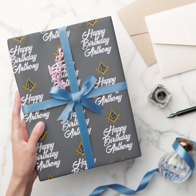 Papel de embrulho de aniversário personalizado da  (Presentear)