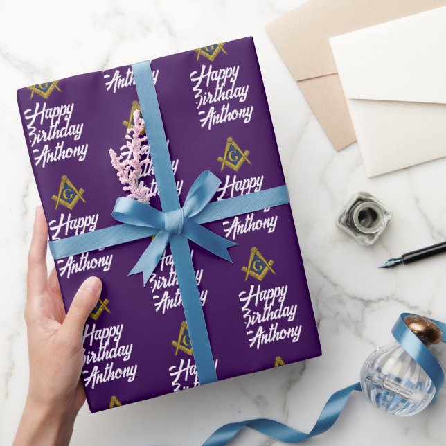 Papel de embrulho de aniversário personalizado da  (Presentear)