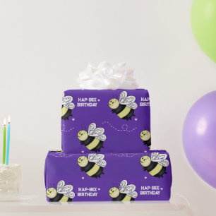 Papel de embrulho de aniversário Purple Bumblebee