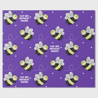 Papel de embrulho de aniversário Purple Bumblebee