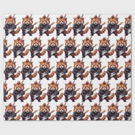 Papel de embrulho de aniversário Red Panda Rocker