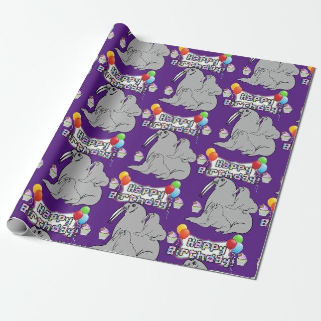 Papel de embrulho de aniversário Selo Cupcake (Desenrolado)