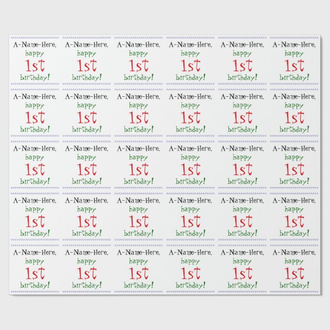 Papel de embrulho de aniversário simples de 1 ano (Aberto)