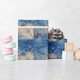 Papel de embrulho de aquarela elegante azul escuro