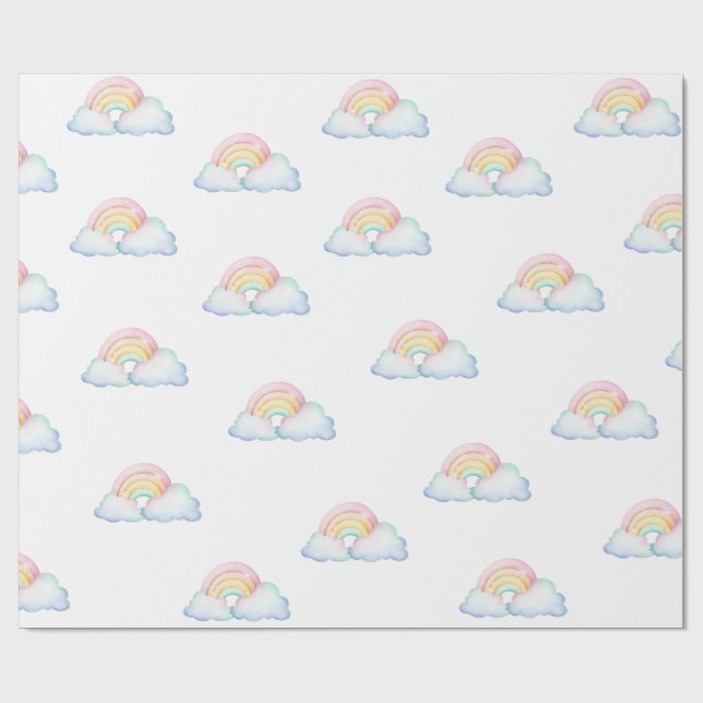 Papel de embrulho de Arco-íris Pastel Fofo (Aberto)