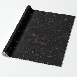 Papel de embrulho de arte de linha botânica