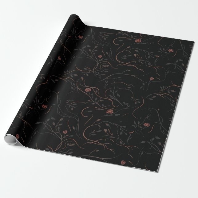 Papel de embrulho de arte de linha botânica (Desenrolado)
