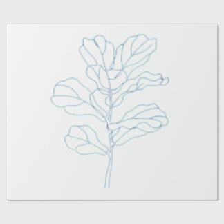 Papel de embrulho de arte de linha de folha botâni