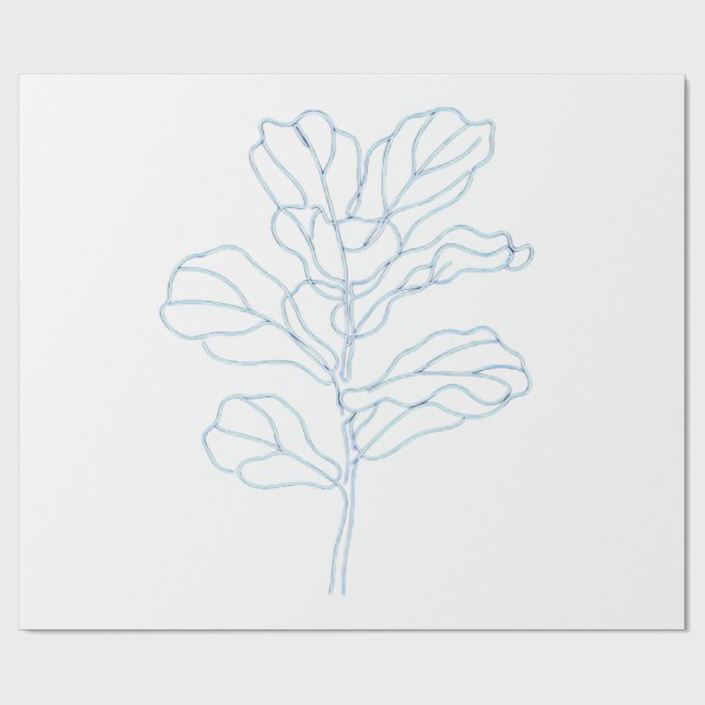 Papel de embrulho de arte de linha de folha botâni (Aberto)