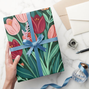 Papel de embrulho de arte de tulipas borboletas ab
