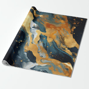 Papel de embrulho de arte em resina dourada