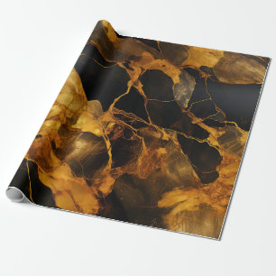 Papel de embrulho de arte em resina dourada