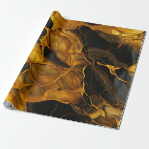 Papel de embrulho de arte em resina dourada