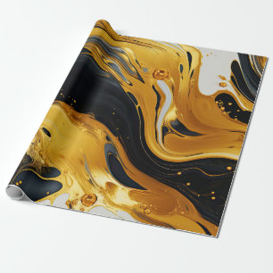 Papel de embrulho de arte em resina dourada