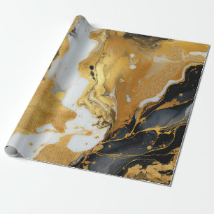 Papel de embrulho de arte em resina dourada