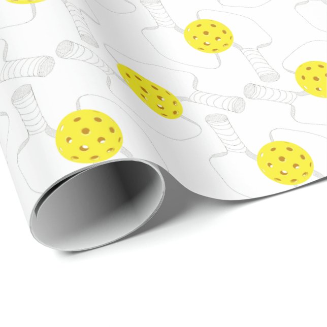 Papel de Embrulho de Arte Linear de Pickleball (Ponta do rolo)