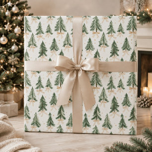 Papel de embrulho de árvore de Natal aquarela
