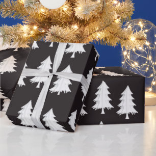 Papel de embrulho de árvore de Natal branca preto