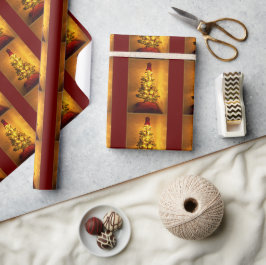 Papel de embrulho de árvore de Natal Burgundy Gold
