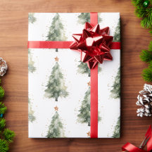 Papel de embrulho de árvore de Natal em aquarela