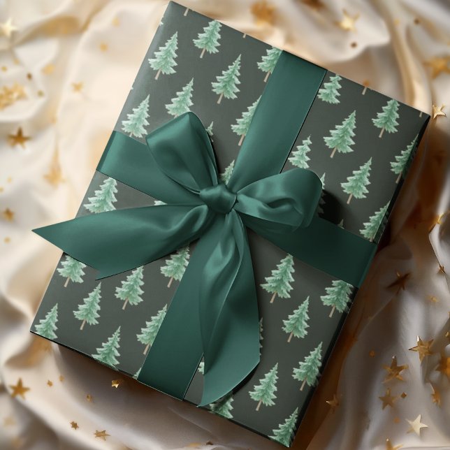 Papel de embrulho de árvore de Natal em aquarela e (Criador carregado)